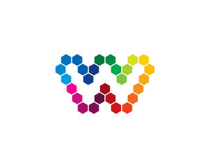 Initial Letter W Color Hexa Logo Design Element