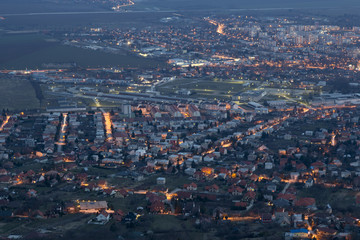 Fototapeta premium Twilight over the city, Nitra, Slovakia