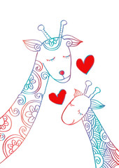 Cute two giraffe. Drcorative style