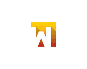 Initial Letter W Square Shadow Logo Design Element