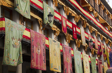 Historical banners in Toledo, Spain