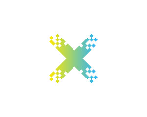 Fototapeta premium Initial Letter X Digital Pixel Logo Design Element