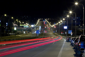 Fototapeta na wymiar busy evening street, Nitra, Slovakia