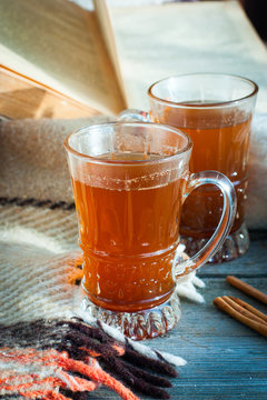 Honey sbiten, the traditional Russian drink, selective focus