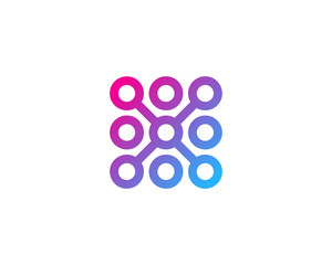 Initial Letter X Connect Dot Circle Logo Design Element