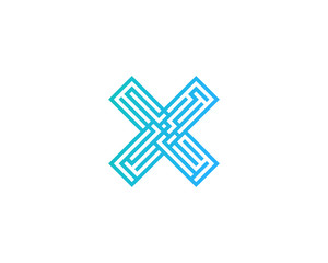 Initial Letter X Maze Logo Design Element