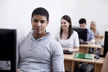 Smiling Students in the Computer Lab