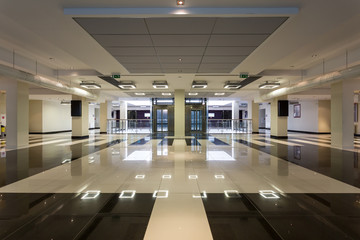 Minimalistic university hall with wide passages