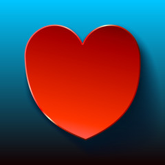 Blue Card for Valentines red heart. Vector