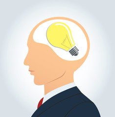 Businessman thinking with light bulb icon. concept of thinking 