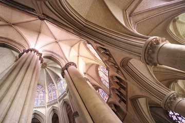 Le Mans St-Julien cathedral choir and ambulatory vaults - obrazy, fototapety, plakaty