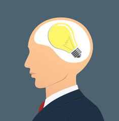 Businessman thinking with light bulb icon. concept of thinking 