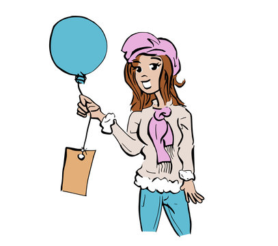 Meisje verkoopt helium ballonnen