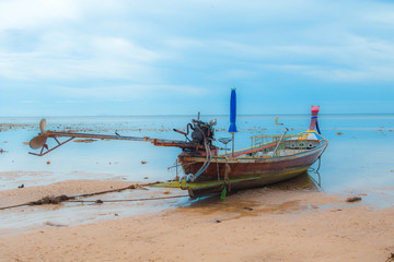 Sea boat and sky.