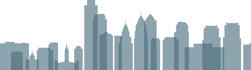 Obraz premium Transparent silhouettes of buildings in downtown Philadelphia, Pennsylvania, USA.