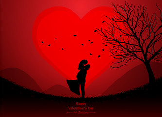 valentine day, wedding, silhouette, love, vector, illustration