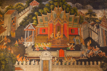 Traditional Thai style art with the story about Buddha