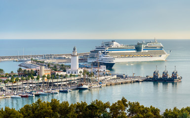 View of the seaport in Malaga, Spain © Leonid Andronov