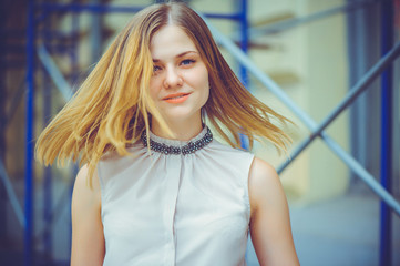 blue-eyed blonde in the city