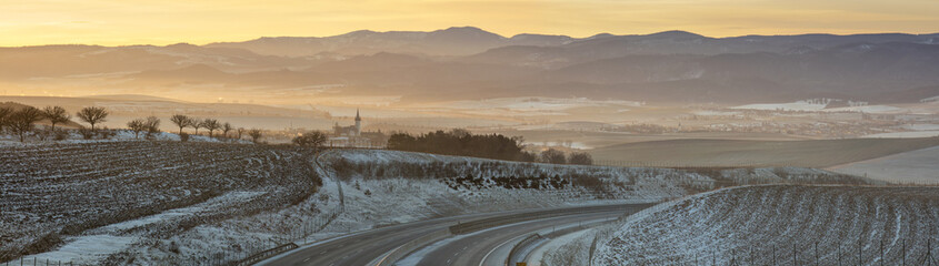 winter sunset in Slovakia