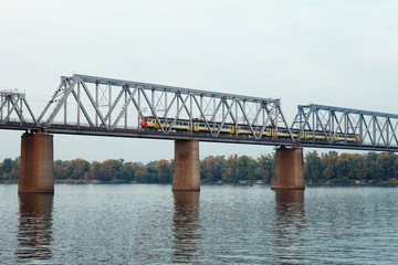 Urban City Rail Train on the  Railway Bridge