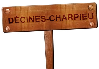 decines-charpieu road sign, 3D rendering