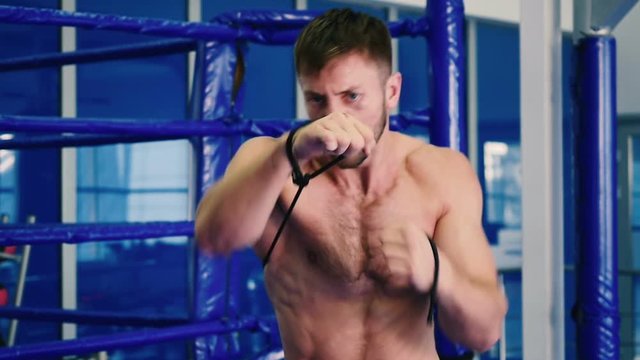 Boxer looks away and trainning