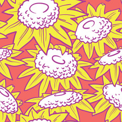 Decorative sunflowers seamless pattern