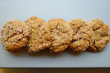 Ginger snap cookies with sparkling crystallized sugar