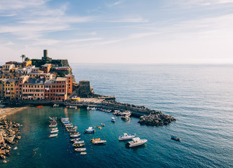 Scenic view of colorful village Vernazza in Cinque Terre, Italy