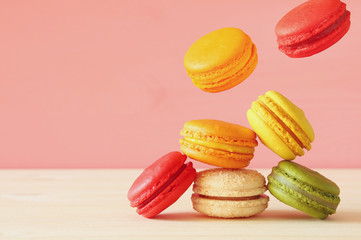 Image of falling colorful macaron