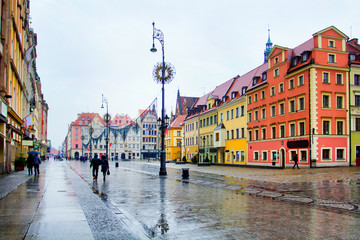 Fototapeta premium City center with colorful buildings