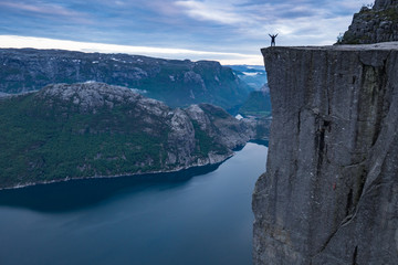 Forsand, Norway - May 28, 2016: View from the top of Preikestolen, Pulpit Rock