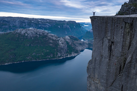 Forsand, Norway - May 28, 2016: View from the top of Preikestolen, Pulpit Rock