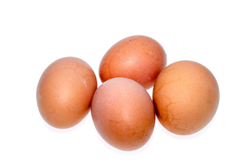Boiled eggs on white background