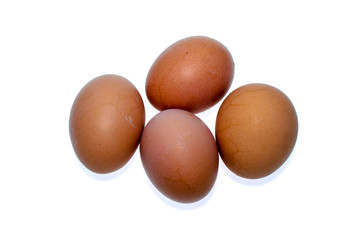 Boiled eggs on white background