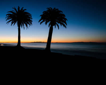 Dawn breaks over Refugio State Beach near Goleta, CA, USA.