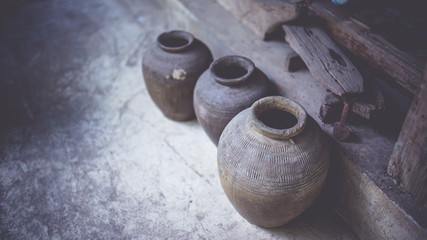 Ancient terracotta jars (vintage style)