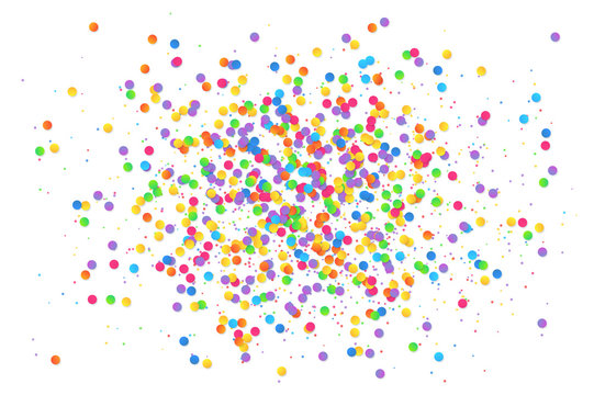 Colorful round confetti splash isolated on white background