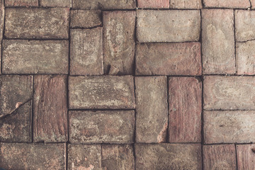 Brick walkways in the park outdoor. (vintage style)