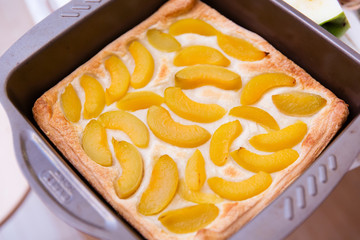 Homemade pie with peaches