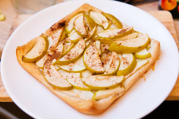 Homemade apple pie with cinnamon