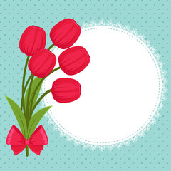 Floral festive greeting card with tulips