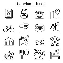 Tourism icon set in thin line style