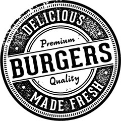 Vintage Burgers Restaurant Menu Sign - obrazy, fototapety, plakaty