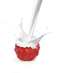 milk splash on fruit
