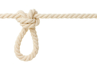 Butterfly knot on white rope