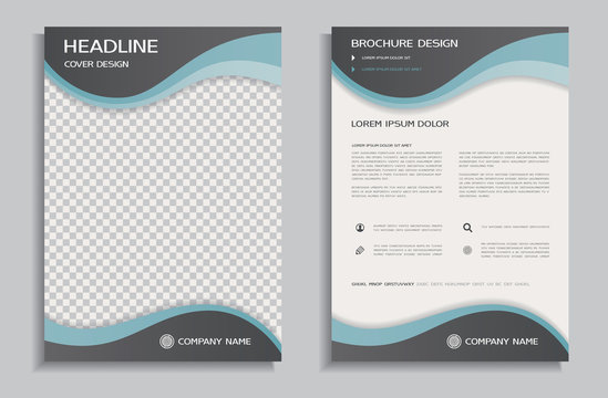Flyer design template - brochure with wavy background, front and back page 