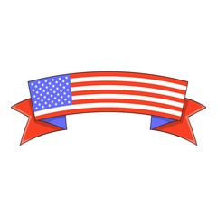 Independence day ribbon icon, cartoon style