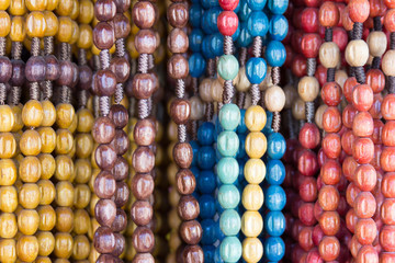 Colorful rosaries at a souvenir shop in Medjugorje, Bosnia and Herzegovina
